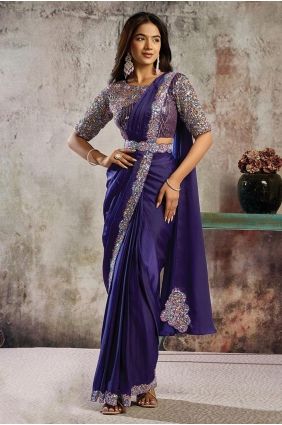 Purple Saree with Hand Satin SR29797