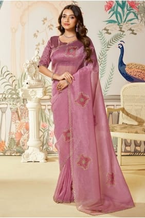 Pink Hand Saree in Silk SR29127