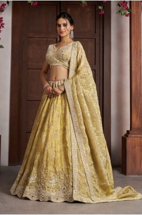 Tissue Lehenga Choli in Yellow LC9121