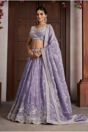Tissue Hand Purple Lehenga Choli with Dupatta LC9120