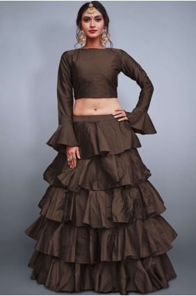 Gorgeous Brown Silk Lehenga Choli lcu0009