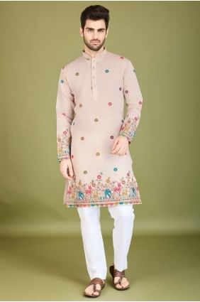 Ivery Viscose Embroidered Men Kurta with Dupatta KURR442
