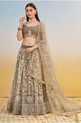 Embroidered Lehenga Choli in Ivory Net LC8538
