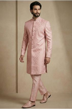 Light pink Jacquard Men Kurta KURR269