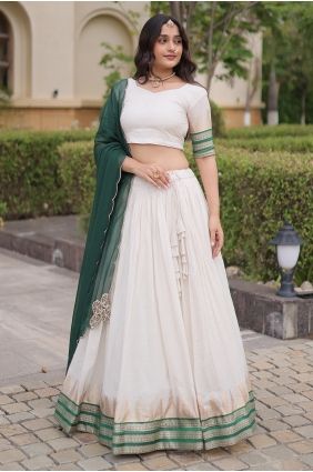 Lehenga Choli in White Jacquard with Zari LC9176