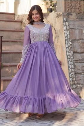 Lavender  Embroidered Palazzo Suit in Georgette GW1109