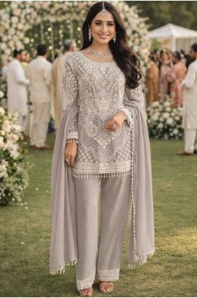 Georgette Salwar Kameez in Lavender with Embroidered SK15762