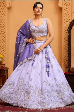Tissue Lavender Lehenga Choli in Embroidered LC8782