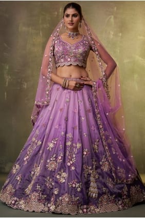Lavender Tissue Embroidered Lehenga Choli with Dupatta LC8845