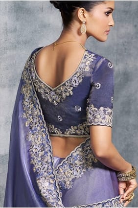Mirror Tissue Saree in Lavender with Blouse SR29194