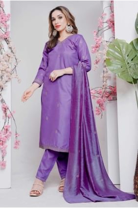 Rayon Lavender Salwar Kameez in Embroidered SK155764