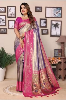 Lavender Saree in Weaving Banarasi silk SR28339