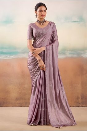Lavender Saree in Embroidered Chiffon SR30311