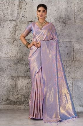 Silk Zari Lavender Saree with Blouse SR30099