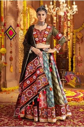 Lehenga Choli in Multicolor Rayon with Embroidered LC8542
