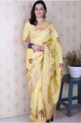 Light yellow Saree in Weaving Silk SR28973