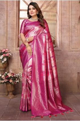 Magenta  Weaving Saree in Banarasi silk SR28357