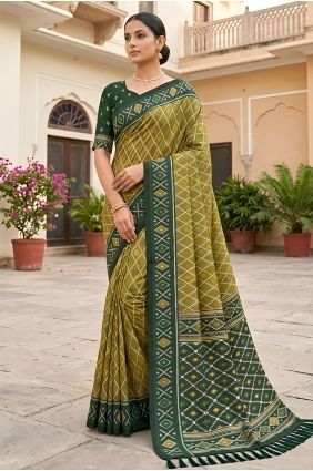 Mahendi Saree in Embroidered Patola silk SR30160