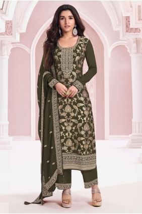 Mahendi  Straight Pant Suit with Embroidered Jacquard SK155543
