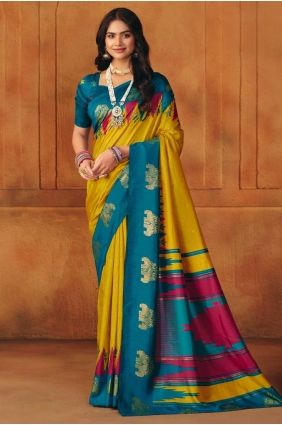 Yellow Printed Saree in Manipuri SR29744