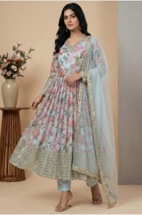 Multicolor Anarkali Suit in Digital print Faux georgette AS4274