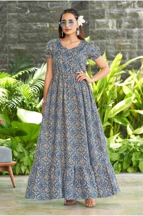 Multicolor Gown Dress in Poly cotton with Printed GW1325