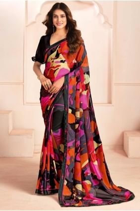 Multicolor Printed Georgette Saree SR28408