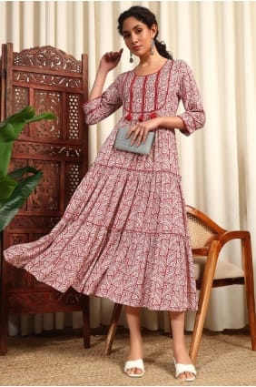 Gown Dress in Multicolor Rayon with Printed GW1201
