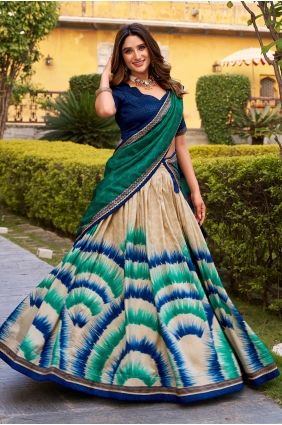 Silk Lehenga Choli with Printed in Multicolor LC9022