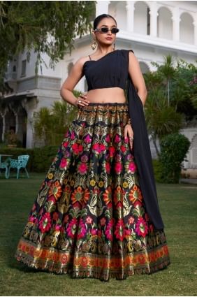 Banarasi silk Lehenga Choli in Multicolor with Weaving LC8612