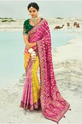 Georgette Wedding Saree with Weaving in Multicolor SR28842