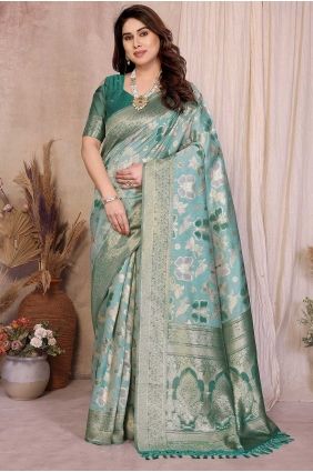 Zari,weaving Cotton Saree in Multicolor with Blouse SR29714