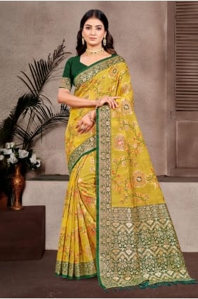 Cotton Mustard Saree in Weaving SR29401