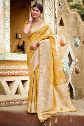 Silk Saree with Weaving in Mustard SR29418
