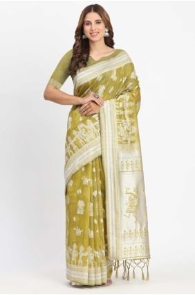 Mustard Weaving Linen Saree SR28677