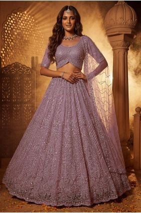 Lehenga Choli in Pink Net with Embroidered LC9036