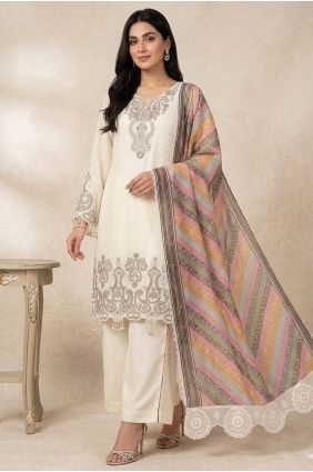 Salwar Kameez in Off white Georgette with Embroidered SK15906