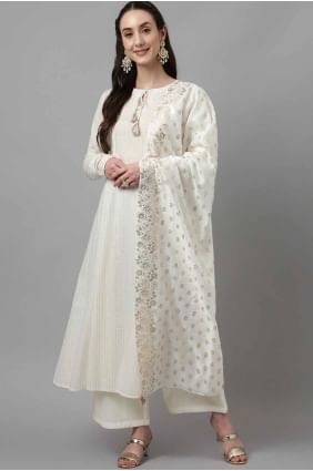 Off white  Kurti with Weaving Cotton KTI2660
