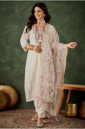 Off white Silk Salwar Kameez with Embroidered SK155696
