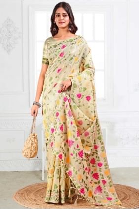 Linen Weaving Off white Saree with Blouse SR28668