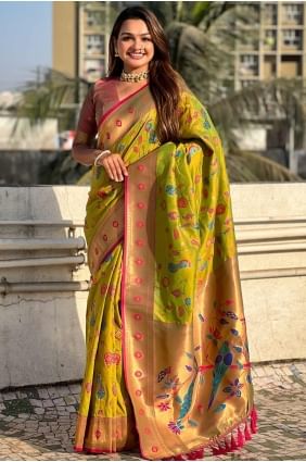 Olive  Saree in Soft with Weaving SR28290