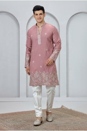 Onion Men Kurta with Embroidered Art silk KURR635