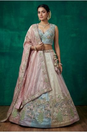 Multicolor Lehenga Choli in Embroidered Organza LC9153