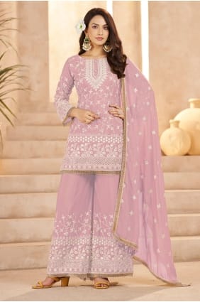 Lavender Eid Palazzo Suit with Thread Georgette PZ4318