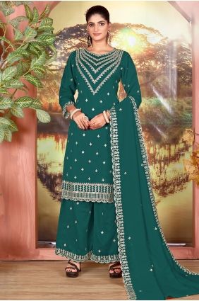 Silk Sequins Rama Palazzo Suit with Dupatta PZ4416