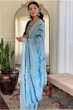 Petrol  Salwar Kameez in Viscose with Embroidered SK155166