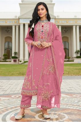 Cotton Salwar Kameez in Pink with Embroidered SK15705