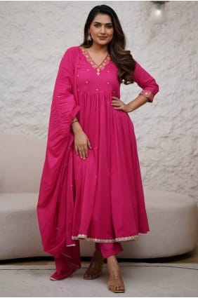 Eid Anarkali Suit in Pink Silk with Embroidered AS4181