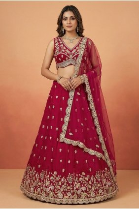 Embroidered Chinon chiffon Lehenga Choli in Pink with Dupatta LC9231