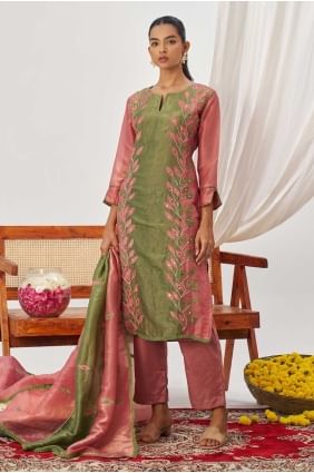 Silk Pink Salwar Kameez in Embroidered SK155818